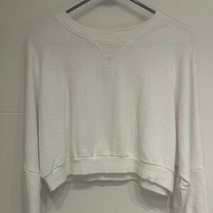 Chuu Cropped Long Sleeve Sweatshirt in White